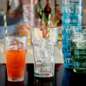 Pratico bicchiere long drink per la casa come per il bar in vetro resistente agli urti e impilabili per poter essere riposti comodamente in poco spazio