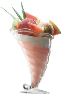 Bellissima coppetta in vetro finemente lavorato, forma classica ed elegante è l'ideale per valorizzare magnificamente originali gelati o dessert di frutta