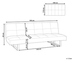 Divano letto in ecopelle marrone moderno soggiorno trasformabile a 3 posti senza braccioli design minimalista Beliani