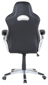 Sedia da ufficio ergonomica in ecopelle nera con schienale regolabile in altezza Gaming Beliani