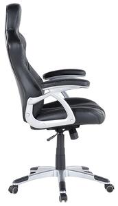 Sedia da ufficio ergonomica in ecopelle nera con schienale regolabile in altezza Gaming Beliani