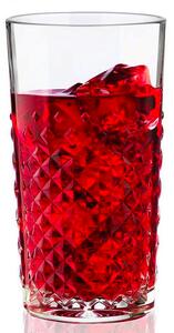 Bicchiere hi-ball in vetro tagliato con decori vintage. Ideale per drink, bibite, cocktail. Robusto, forte, resistente e molto brillante. Lavabile in lavastoviglie