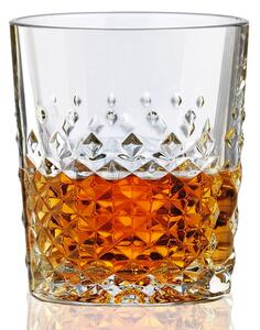 Bicchiere in vetro tagliato con decori vintage. Ideale per whisky, bibite, cocktail. Robusto, forte, resistente e molto brillante. Lavabile in lavastoviglie