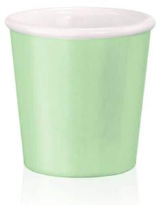 Bicchiere in vetro opale extra resistente smaltato verde pastello. Colori sicuri al contatto con gli alimenti e resistenti ad oltre 2000 lavaggi in lavastoviglie. Idoneo per forni e microonde