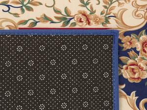 Tappeto tappetino Moquette Blu Bianco Tessuto in poliestere Motivo floreale vittoriano Fondo rivestito in gomma 140 x 200 cm Beliani
