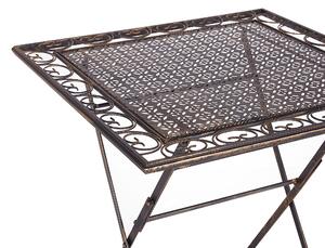 Tavolino da Giardino Bistro Pieghevole 70 x 70 cm in Metallo Nero Beliani