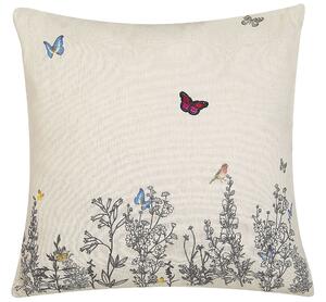 Set di 2 cuscini decorativi beige con stampa farfalle quadrati 45 x 45 cm Accessori per l'arredamento moderno Beliani