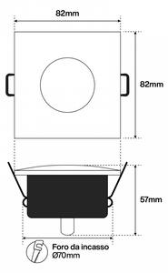 Portafaretto IP65 Quadrato da Incasso per GU10 Foro Ø70mm Acciaio Inox Colore del corpo Inox