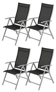 Set di 4 sedie da giardino, regolabili in 7 gradi