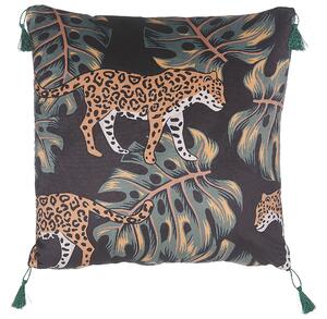 Set di 2 cuscini decorativi nero animalier 45 x 45 cm motivo leopardo moderno Glamour Decor Accessori Beliani