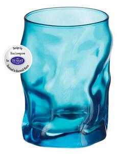 <p>Elegante bicchiere acqua in vetro azzurro in un originale design che evoca tutta la forza dell'acqua sorgiva mostrandone la sinusità delle linne e la delicatezza delle curve, <strong>Design By ROSS LOVEGROSS</strong></p>