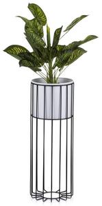 Vaso da fiori in metallo LOFT 55x20 cm nero/bianco