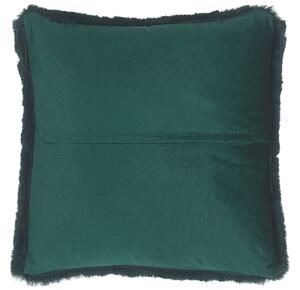 Set di 2 cuscini decorativi Shaggy in pelliccia sintetica verde 42 x 42 cm Accessori decorativi su un lato Beliani