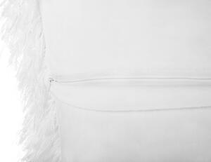 Set di 2 cuscini decorativi Fodera per cuscino in tessuto di poliestere bianco con inserto superficie pelosa 45 x 45 cm Beliani