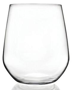 Bicchiere universale in vetro cristallino adatto per acqua, drink e cocktail. Massima luminosità e splendore. Lavabile in lavastoviglie. Prodotto in Italia