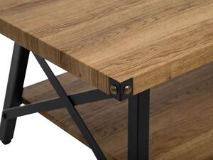 Tavolino da caffè in legno scuro con ripiano portaoggetti 100 x 55 cm Soggiorno industriale moderno Beliani