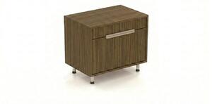 Comodino in legno color noce, mobiletto portaoggetti di design