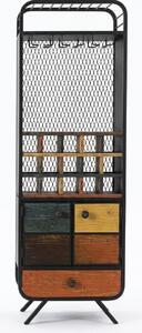 Mobiletto bar vintage, scaffale per vino, metallo, legno, stile industriale, retrò