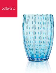 Zafferano Perle Bicchiere 32 cl Set 6 Pz In Vetro Colorato Acquamarina