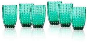 Zafferano Perle Bicchiere 32 cl Set 6 Pz In Vetro Colorato Verde