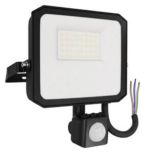 Faro LED 30W IP65 Nero con Sensore di Movimento e OSRAM chip LED Colore Bianco Caldo 3.000K
