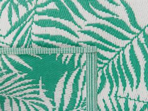 Tappeto da esterno verde sintetico 160 x 230 cm foglia di palma motivo floreale moderno balcone patio terrazza Beliani