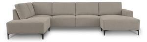 Divano angolare marrone chiaro (con penisola a sinistra/a U) con rivestimento in ciniglia Fabian – Scandic