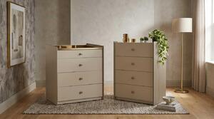 Set di comodini beige, design moderno, lussuoso, con cassetti, mobiletto contenitore