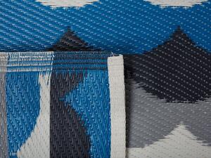 Tappeto da esterno Mat Blu Sintetico 90 x 180 cm Scala Motivo Geometrico Ecologico Moderno Minimalista Beliani