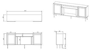 JUTA EF cassettiera + camino elettrico 202x39,5x85 nero + linol calabria