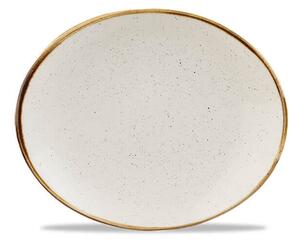 Stonecast è una collezione di porcellane rustiche decorate a mano. Vassoio ovale in porcellana bianca puntillata resistente a urti e graffi