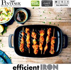 Pintinox Efficient Iron Piastra Rettangolare Con Grill 35cm Ghisa