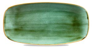 <p>Stonecast è una collezione di porcellane rustiche decorate a mano. Vassoio rettangolare piano in porcellana verde puntillata resistente a urti e graffi. </p>