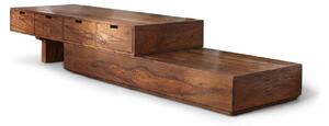 Mobile TV in legno massello, contenitore laterale, design per soggiorno, mobile in legno