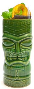 <p>Originale bicchiere per cocktail e bibita in porcellana verde decorata con i simboli della tradizione del popolo dei Maori</p>