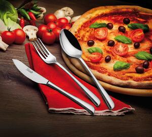 <p>Mangiare la pizza con le posate non è un&#39;eresia, grazie alle posate "Perpizza" di salvinelli, comode e dal design moderno, realizzate in acciaio inox 18/10, con uno spessore di 2,5 mm. Made in Italy.</p>