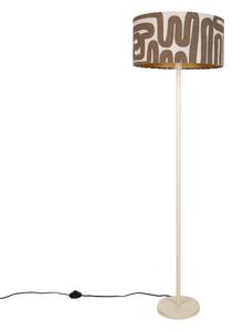 Japandi vloerlamp beige met kap bruin en beige gestreept 50cm - Simplo
