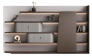 Moderno armadio da ufficio con illuminazione a LED ed eleganti ripiani in legno