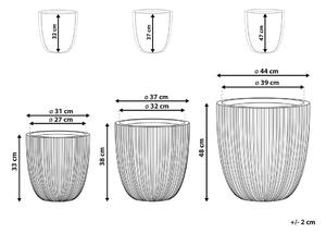 Moderno Set di 3 Vasi Per Fiori Gessati in Varie Dimensioni Grigio Beliani