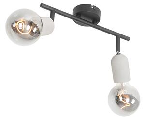 Faretto industriale nero con cemento 2 luci - Pedra