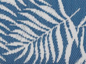 Tappeto per esterni Tappetino blu sintetico 120 x 180 cm foglia di palma motivo floreale moderno balcone patio terrazza Beliani
