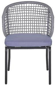 Set di 2 sedie da giardino cuscini grigi struttura in metallo Nero bistrot da esterno Beliani