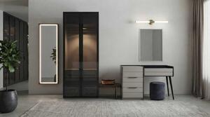 Armadio, tavolino da trucco, beige, nero, moderno, elegante, specchio