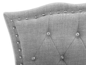 Letto matrimoniale Tessuto grigio 140 x 200 cm Cornice imbottita Bottoni in cristallo Poggiatesta Beliani