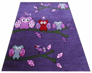 Tappeto per bambini color viola con uccellini Larghezza: 400 cm | Lunghezza: 500 cm