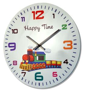 Orologio da parete per bambini HAPPY TIME bianco con trenino