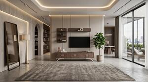 Mobile TV a parete, pensile, scaffale, stile moderno, colore marrone, ideale per il soggiorno, pratico
