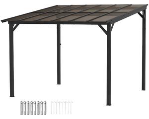 Outsunny Pergola in metallo 3 x 3 m, Pergola da giardino con tetto impermeabile, autoportante, resistente al vento, resistente ai raggi UV, Grigio scuro