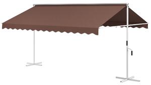 Outsunny Tenda da Sole Autoportante 4,5x3,4m, inclinabile, Manovella, Telaio Metallico, Marrone
