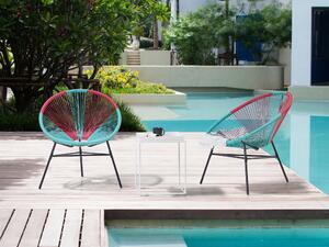 Set di 2 sedie da giardino blu con papasan in rattan sintetico rosa moderno Beliani